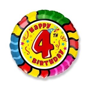 Foliový balonek Happy Birthday číslo 4 - 45 cm